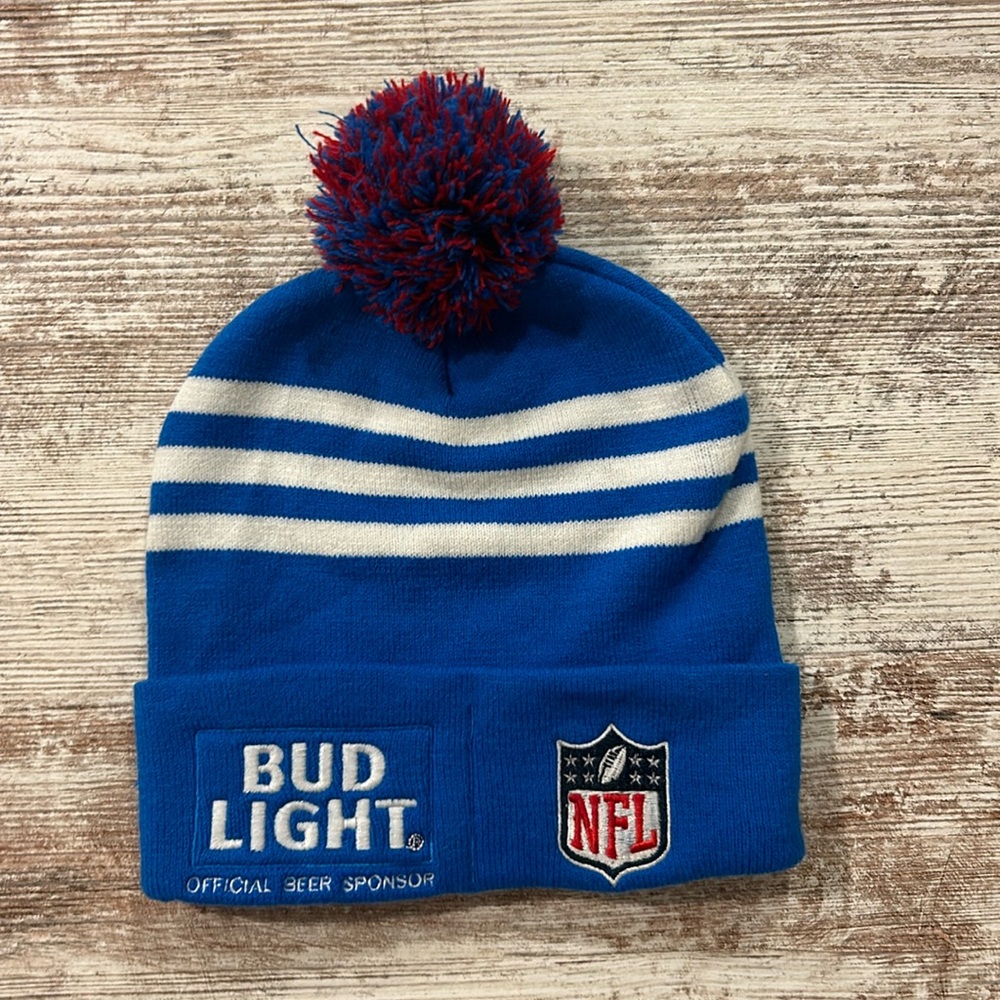 Bud Light NFL Football Beanie Red White Blue